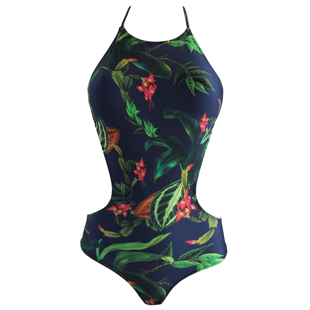 Cia Maritima Navy Blue Tropical Floral Monokini